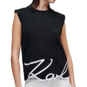 Karl Lagerfeld Black Muscle Tee with White Logo